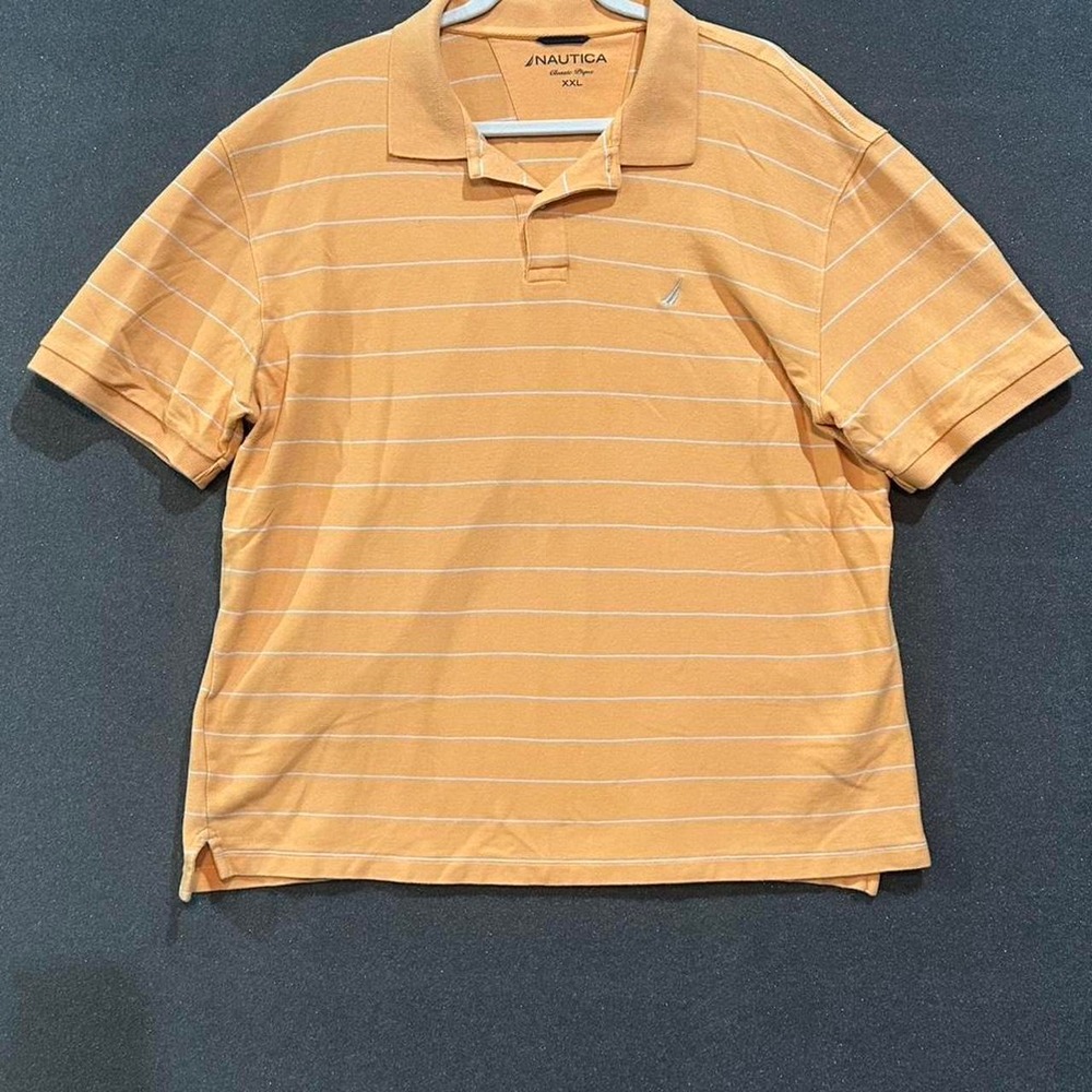 Nautica orange striped polo shirt Size XXL